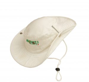 Sombrero Cazador Liso con Reflejante de Seguridad a los costados. Cordón de Seguridad Ajustable.